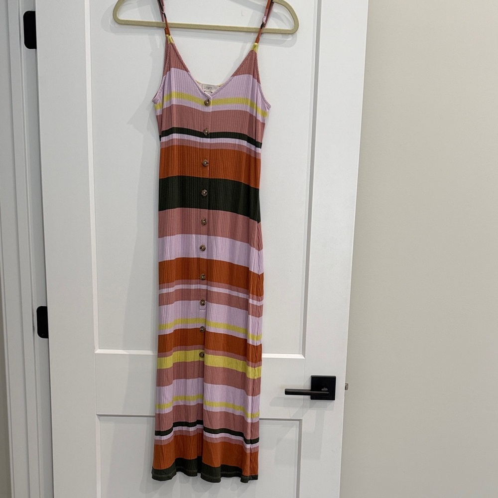 LOFT Multi Color Stripe Spaghetti Strap Button Down
Boho/Cottage Midi Dress - Picture 3 of 5